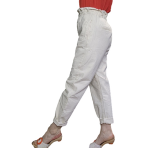 Pants High-waist 100% Cotton Cream color Y2K 90's Size 2 ZARA